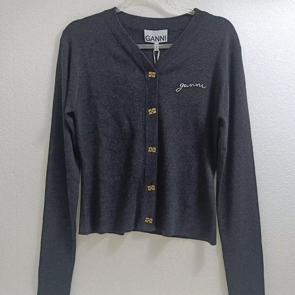 GANNI striped cardigan sweater